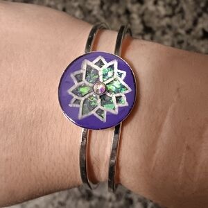Purple and Silver Mandala Bracelet